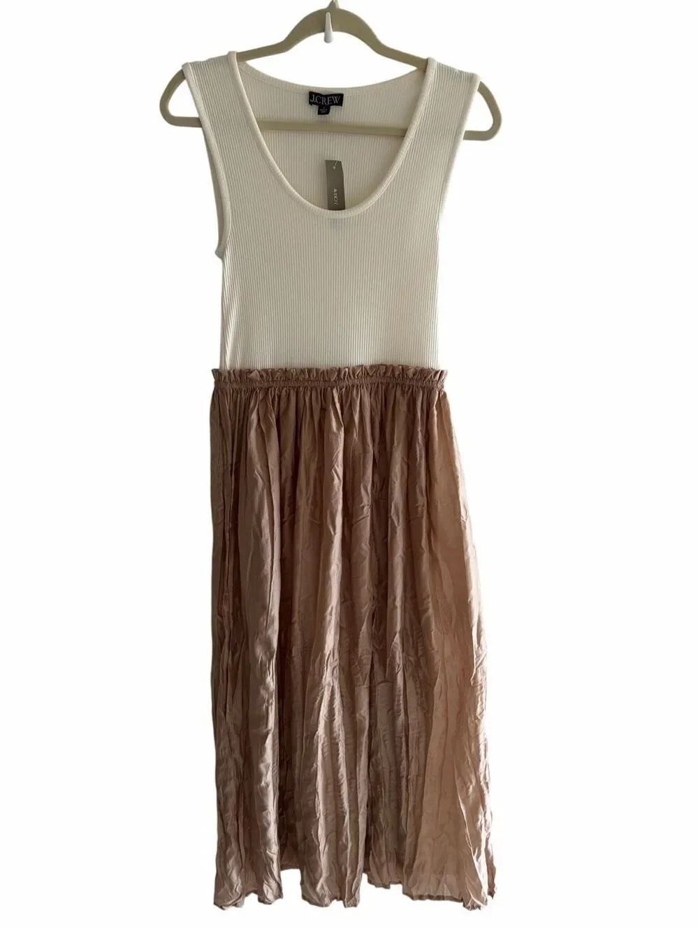 New J Crew Gathered Waist Mixy Dress Women’s Size Small Tank Maxi Crinkle Skirt